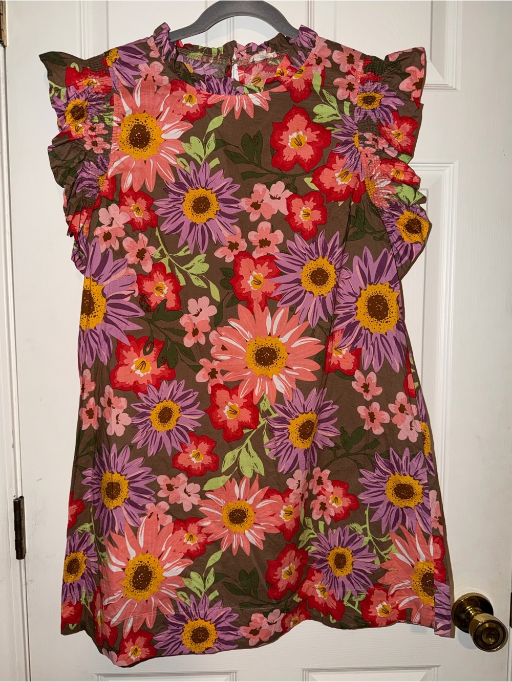 JODIFL Pink and Brown Floral Print Dress